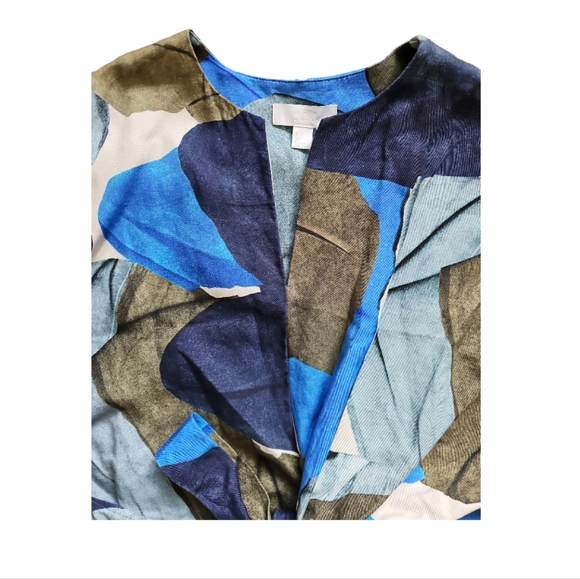 COS Abstract Printed Linen Lyocell Dress W/t Pocket Wrap Tie Front Sz 2 - 19"ptp - Picture 8 of 14